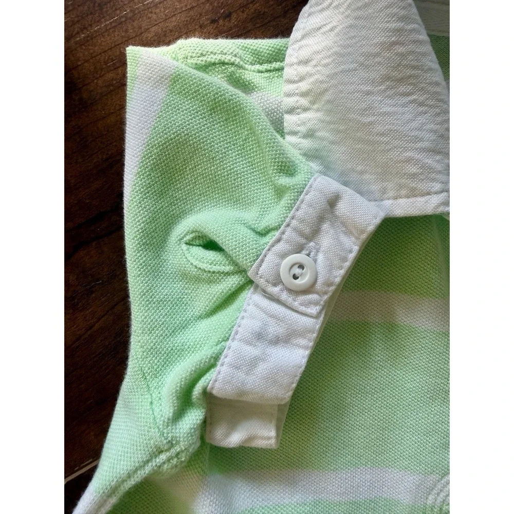 Ralph Lauren Polo Shirt Dress Girls Size 7 Mint Green White Stripe Preppy Pony